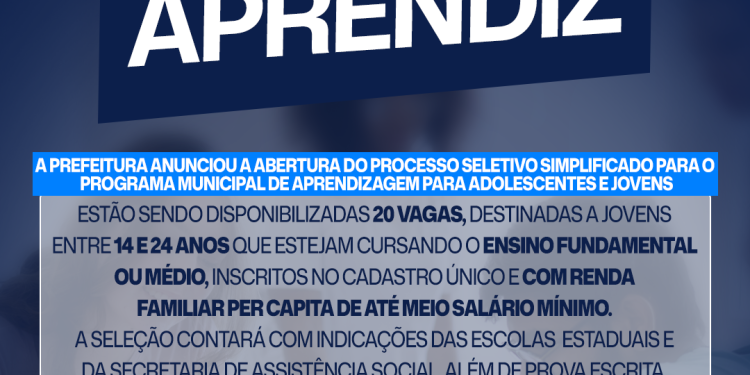 Prefeitura abre processo seletivo para jovens aprendizes em Santa Terezinha de Itaipu